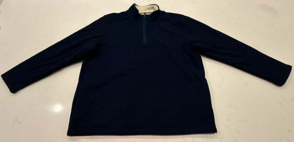 Orvis 1/4 Zip Pullover Sweatshirt Size XXL Navy Blue Fleece Lined